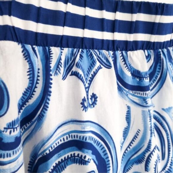 Soft surroundings white blue boho Beachy Cottagecore Lined Paisley Skirt M - Picture 5 of 8